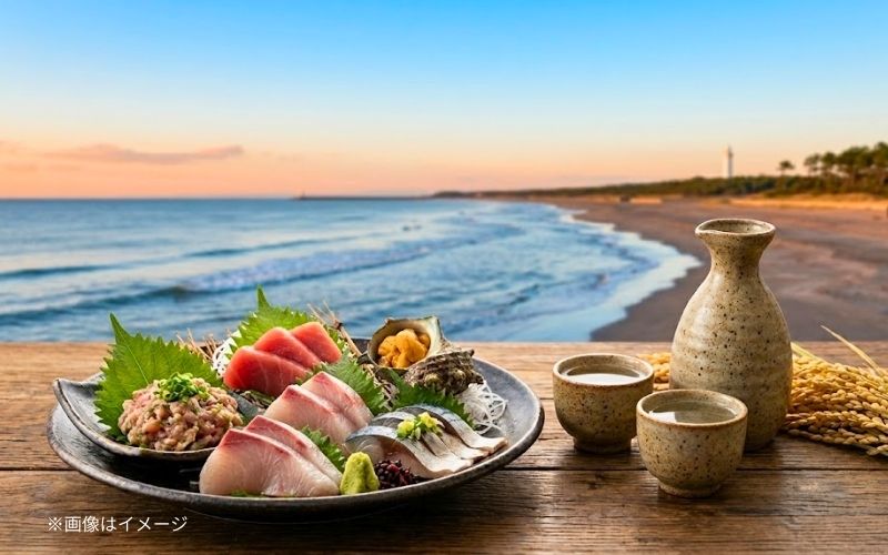 千葉県の地酒とつまみをイメージした画像