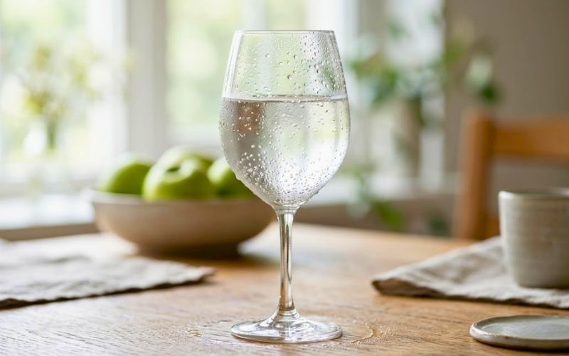 ワイングラスに注がれた、キンキンに冷えた生酒