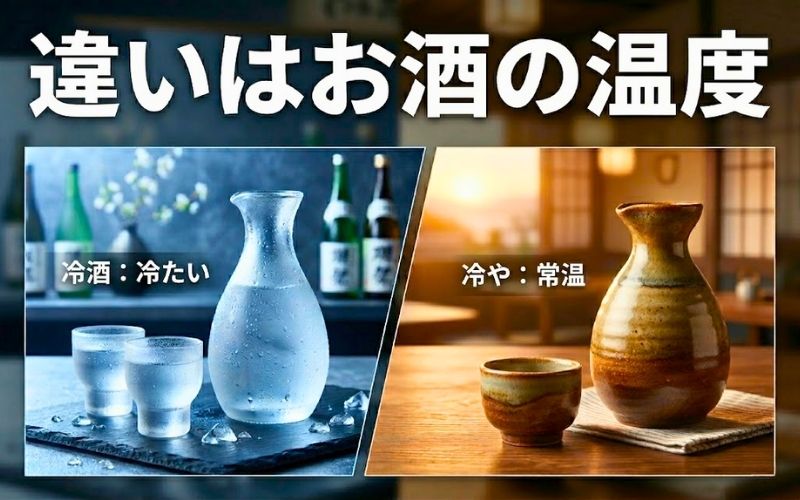 日本酒の「冷や」と「冷酒」の違いをイメージした画像