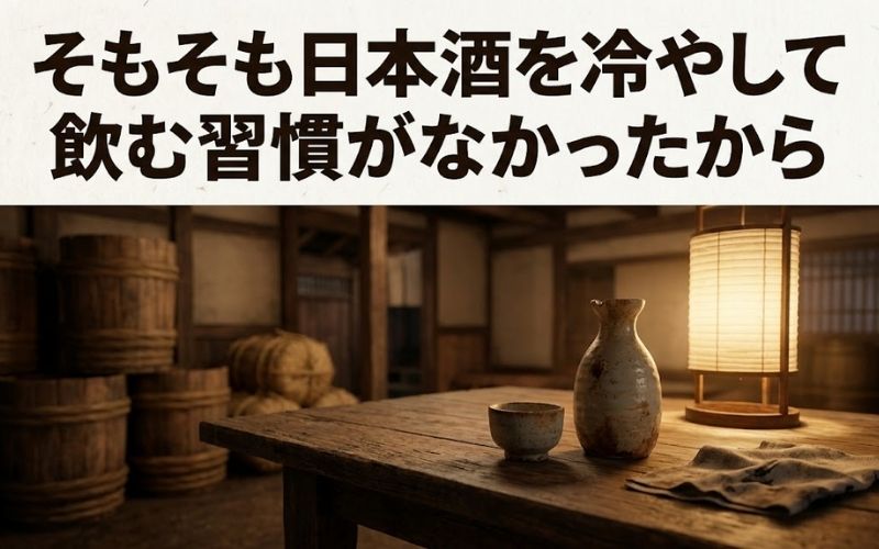 常温の日本酒を冷やが冷やと呼ばれる歴史的背景をイメージ