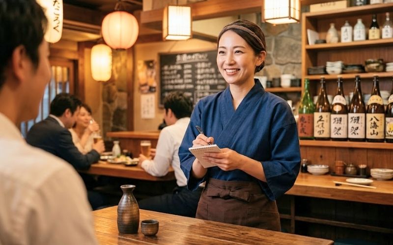 居酒屋で日本酒を注文するイメージ